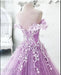 Lilac Off the Shoulder Gorgeous Long Prom Charming Formal Dress with Flowers - Prom Dresses