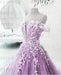 Lilac Off the Shoulder Gorgeous Long Prom Charming Formal Dress with Flowers - Prom Dresses