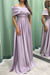 Lilac Elegant Off-the-Shoulder Long Evening Dress Pleated