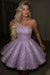 Lilac One Shoulder Sequins Prom Dress Short Aline Homecoming Dress