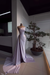 Lilac Pearl Strapless Prom Dress with Long Slit