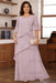 Lilac Plus Size Ruffles Chiffon Mother of the Bride Dress Scoop Neck with Half Sleeves