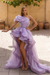 Lilac Ruffled One-Shoulder Hi-Lo Prom Dress 