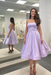Lilac Satin Strapless Prom Dress