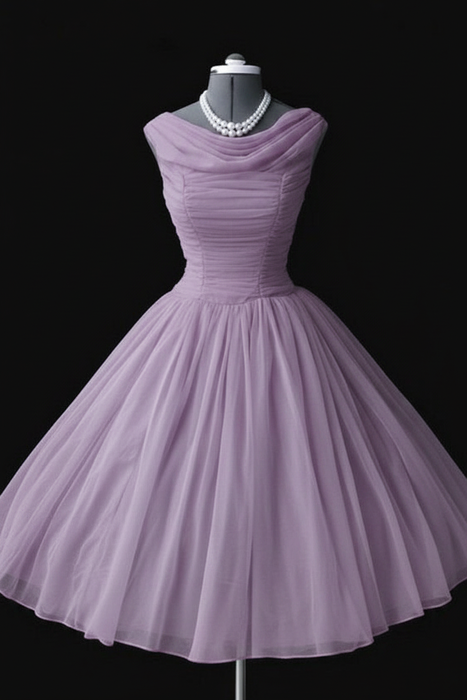 Lilac Simple A Line Chiffon Short Prom Dresses tulle Homecoming Dresses
