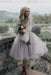 Lilac Simple Wedding Dress A Line Designed Neckline Lace Tulle Bridal Gowns