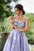 Lilac Spaghetti-Strap Sleeveless Tea Length Evening Dress with Beads