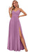 Spaghetti Strap V-Neck Chiffon Bridesmaid Dress with Slit