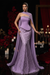 Lilac Charming Strapless Beadings Satin Prom Dress Mermaid with Cape