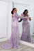 Lilac Stylish One-Shoulder Deep V-Neck Mermaid Prom Dress with Appliques
