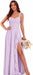 Women's Chiffon Bridesmaid Dresses Long Evening Formal Gown with Slit - Lilac