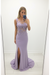 Lilac Sheath/Column Scoop Sleeveless Applique Chiffon Dresses - Prom Dresses