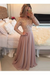 A-Line Sheer Neckline Prom Dresses Floor Length Long Sleeves Evening Dress - Prom Dresses