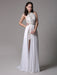 White Prom Dresses 2021 Long Ivory Halter Backless Evening Dress Lace Applique Beading Chiffon Split Party Dress