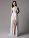 White Prom Dresses 2021 Long Ivory Halter Backless Evening Dress Lace Applique Beading Chiffon Split Party Dress