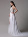 White Prom Dresses 2021 Long Ivory Halter Backless Evening Dress Lace Applique Beading Chiffon Split Party Dress