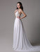 White Prom Dresses 2021 Long Ivory Halter Backless Evening Dress Lace Applique Beading Chiffon Split Party Dress