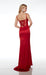 Long Plunging Neckline Formal Dress with Spaghetti Straps and High Slit