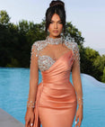 Purple Mermaid Prom Dress Sleeveless with Long Beadings main image 1