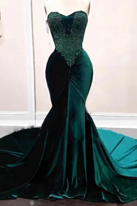 Long Sequin Sleeveless Emerald Green Mermaid Prom Dress - Prom Dresses
