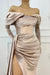 Long Sleeve Mermaid Prom Dress with Off-The-Shoulder Slit