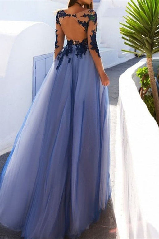 Long Sleeve Tulle Prom Dress