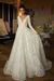 Long Sleeve V-neck Boho Bridal Gowns Satin Backless Lace Wedding Dress Ivory