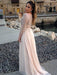 Long Sleeves A-line/Princess Bateau Beading Floor-length Chiffon Dress - Prom Dresses