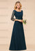 Long Sleeves Aline Bridesmaid Dress Ruffle Chiffon Beadings Wedding Guest Dress