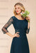 Long Sleeves Aline Bridesmaid Dress Ruffle Chiffon Beadings Wedding Guest Dress