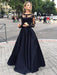 Ball Gown Long Sleeves Bateau Satin Floor-Length Dresses - Prom Dresses