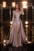 Long Sleeves Beadings Prom Dress with Split