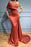 Long Sleeves Crystal Mermaid Prom Dress High Neck With Ruffles
