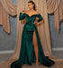Long Sleeves Front Split Mermaid Sweetheart Prom Dress in Dark Green With Belts