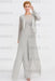 Long Sleeves Lace Appliques Chiffon Mother of Bride Dress Jumpsuit - Prom Dresses