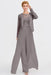 Long Sleeves Lace Appliques Chiffon Mother of Bride Dress Jumpsuit - Prom Dresses