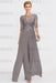 Long Sleeves Lace Appliques Chiffon Mother of Bride Dress Jumpsuit - Prom Dresses