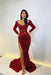 Long Sleeves Mermaid Evening Dress with Sequins and Split