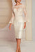 Ivory Long sleeves mermaid knee length Satin Mother of the bride dress - Prom Dresses