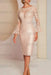 Blush Pink Long sleeves mermaid knee length Satin Mother of the bride dress - Prom Dresses