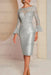 Silver Long sleeves mermaid knee length Satin Mother of the bride dress - Prom Dresses