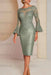 Dusty Sage Long sleeves mermaid knee length Satin Mother of the bride dress - Prom Dresses