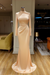 Creamy Apricot Long Sleeves Mermaid Prom Dress Satin