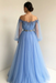 Long Sleeves Off-The-Shoulder Tulle With Beading Floor-Length Dresses - Prom Dresses