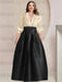 Long Sleeves V-Neck Satin A-Line/Princess Mother of the Bride Dress with Pockets