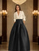 Long Sleeves V-Neck Satin A-Line/Princess Mother of the Bride Dress with Pockets
