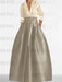 V-Neck A-Line Princess Gown with Long Sleeves and Pockets for the Mother of the Bride