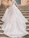 White Wedding Dress A Line Illusion Neckline Long Sleeves Applique With Chapel Train Bridal Gowns