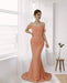 Lotus Root Pink Off-the-Shoulder Mermaid Long Prom Dress