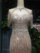 Luxurious Crystal Beaded Prom Dress, Short Sleeves, Sweetheart